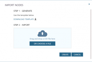 Import of nodes into the organisation palette via a CSV template